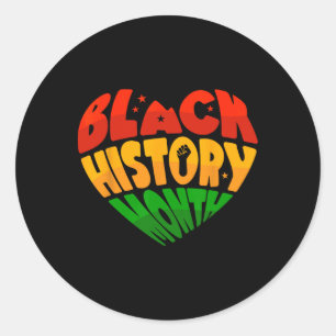 Adesivo Redondo Celebre o Mês da História Negra Coração e Punho Mu