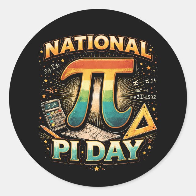 Adesivo Redondo Celebre o Pi (Frente)