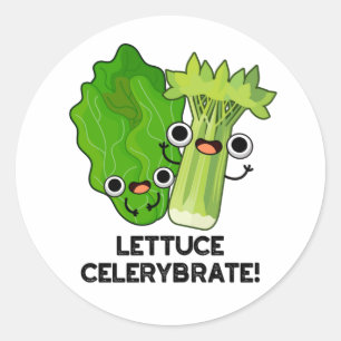 Adesivo Redondo Celerybrate Cute Veggie Pun