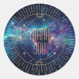 Adesivo Redondo Celestial Galaxy Moon Obrigado Sticker
