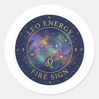 Adesivo Redondo  Celestial Leo Energy Zodiac Constellation Sticker