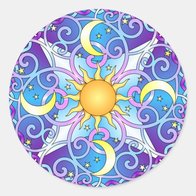Adesivo Redondo Celestial Mandala (Frente)