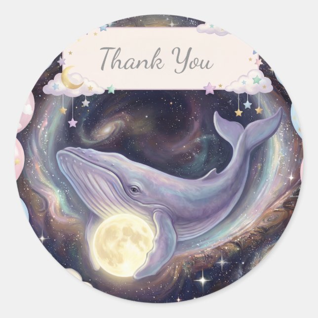Adesivo Redondo Celestial Moon Baby Shower Favor Stickers (Frente)