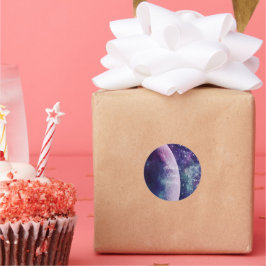 Adesivo Redondo Celestial Purple Galaxy Moon Wedding 