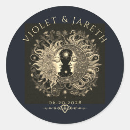 Adesivo Redondo Celestial Sun Moon Stars Casamento