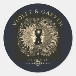 Adesivo Redondo Celestial Sun Moon Stars Casamento