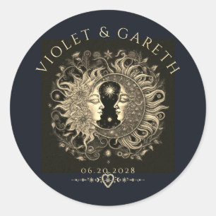 Adesivo Redondo Celestial Sun Moon Stars Casamento