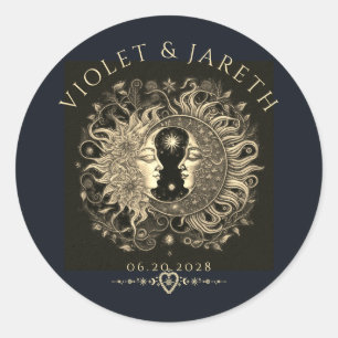 Adesivo Redondo Celestial Sun Moon Stars Casamento