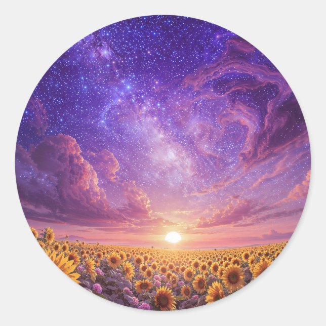 Adesivo Redondo Celestial Sunflower Sticker Sheet (Frente)