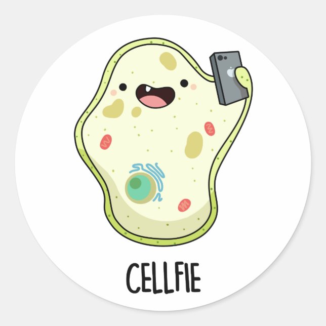 Adesivo Redondo Cellfie Funny Biology Selfie Pun (Frente)