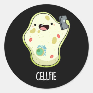 Adesivo Redondo Cellfie Funny Biology Selfie Pun Dark BG