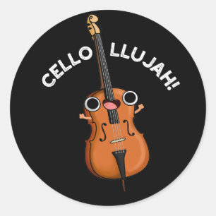 Adesivo Redondo Cello-Llujah Funny Cello Pun Dark BG
