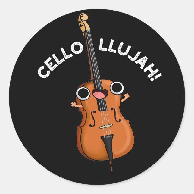 Adesivo Redondo Cello-Llujah Funny Cello Pun Dark BG (Frente)