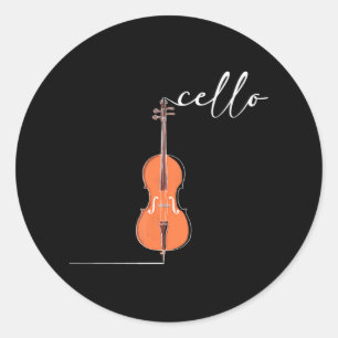 Adesivo Redondo Cello Musical Instrumento Musical Amantes