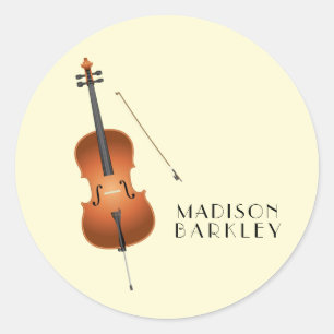 Adesivo Redondo Cello Musical Music Teacher String Orchestra