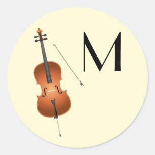 Adesivo Redondo Cello Musical Music Teacher String Orchestra