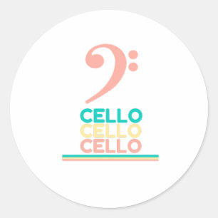 Adesivo Redondo Cello Pink Bass Clef