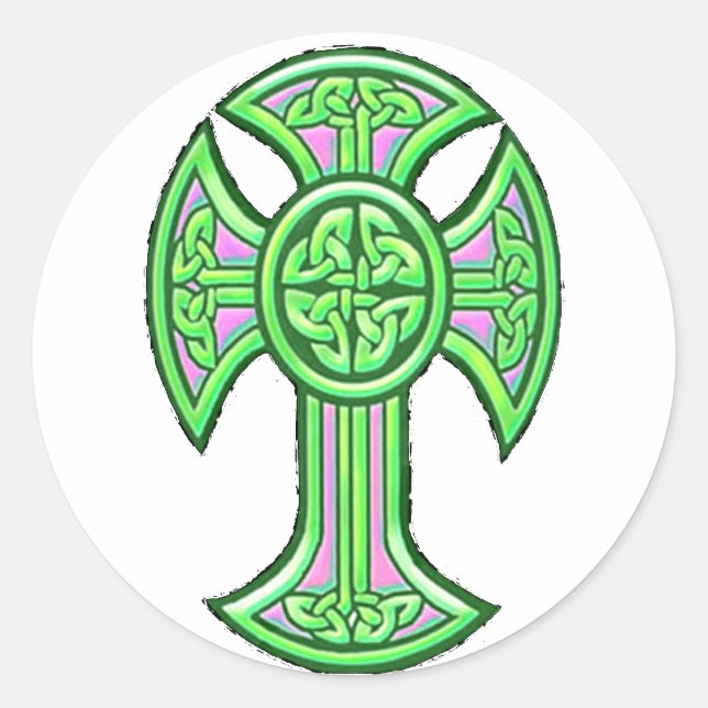 Adesivo Redondo Celtic Cross 2 Green (Frente)