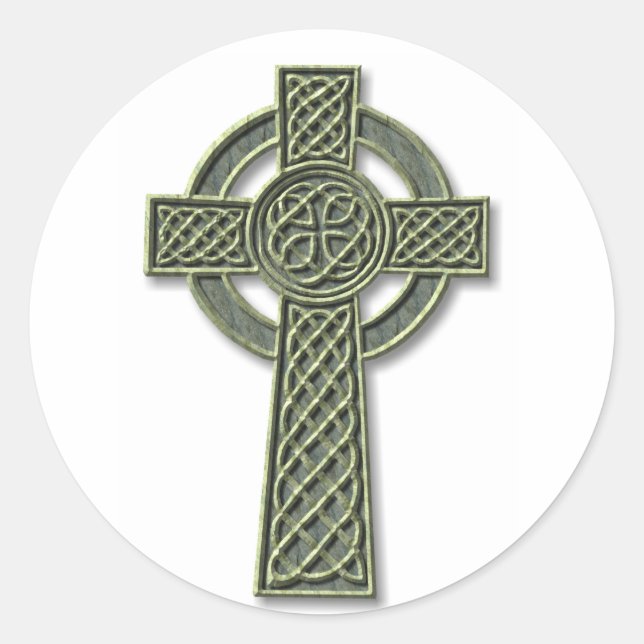 Adesivo Redondo Celtic Cross - Green Stone (Frente)