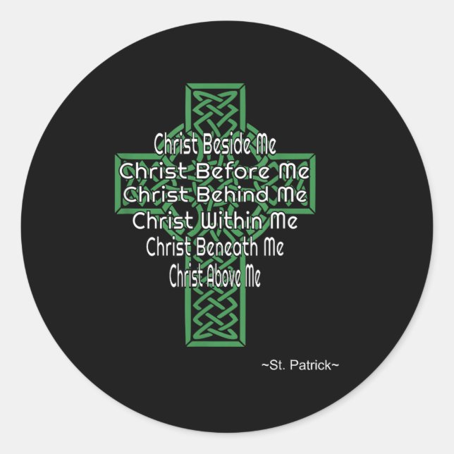 Adesivo Redondo Celtic Cross Shirt St Patrick's Prayer Christian  (Frente)