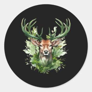 Adesivo Redondo Celtic Knot Deer Irish Elk Green Rua. Dia de Patri