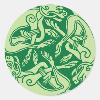 Adesivo Redondo Celtic pattern with dogs - green
