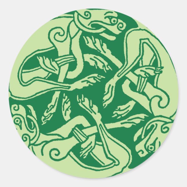 Adesivo Redondo Celtic pattern with dogs - green (Frente)
