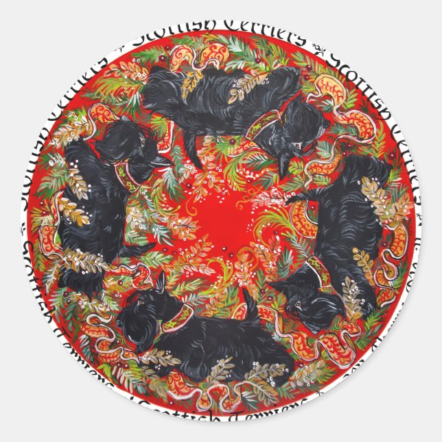 Adesivo Redondo Celtic Scottish Terrier Medallion (Frente)