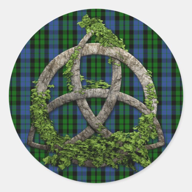 Adesivo Redondo Celtic Trinity Knot and Clan MacKay Tartan (Frente)