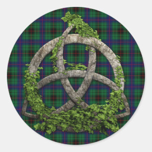 Adesivo Redondo Celtic Trinity Knot E Clan Davidson Tartan