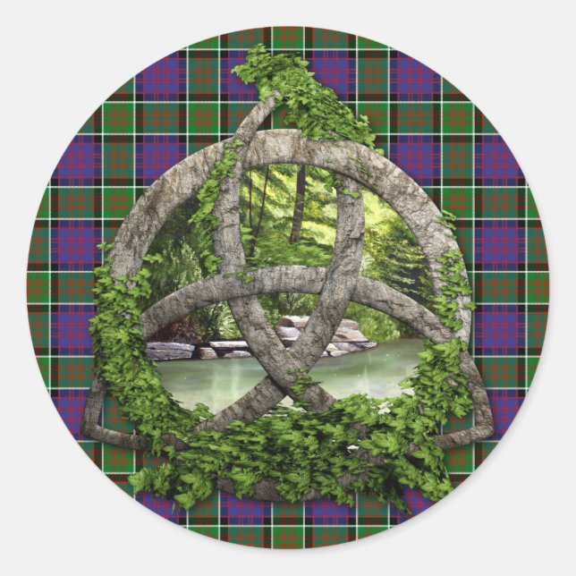 Adesivo Redondo Celtic Trinity Knot E Clan MacDonald Da Ranald (Frente)