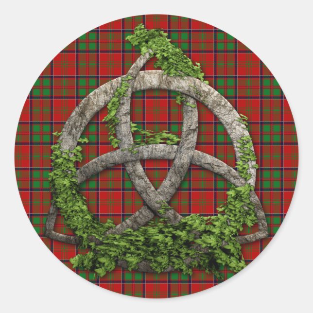 Adesivo Redondo Celtic Trinity Knot E Clan MacDonald De Glencoe (Frente)