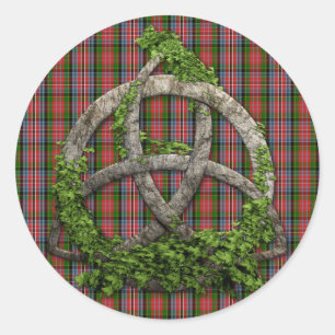 Adesivo Redondo Celtic Trinity Knot E Clan MacPherson Tartan