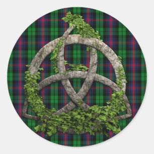 Adesivo Redondo Celtic Trinity Knot E Clan Urquhart Tartan