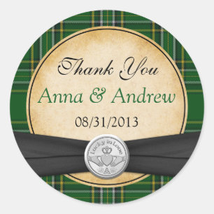 Adesivo Redondo Céltico irlandês Claddagh do Tartan afortunado n