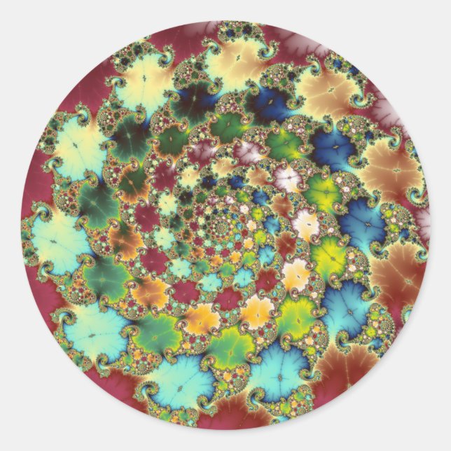 Adesivo Redondo Células Fractais - Vinheta Fractal (Frente)