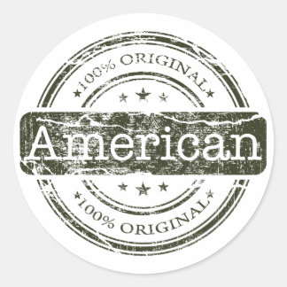Adesivo Redondo Cem por cento original americano, por Lyserty