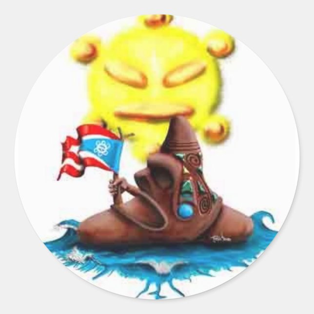 Adesivo Redondo cemi y sol Taino (Frente)