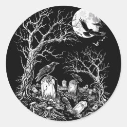 Adesivo Redondo Cemitério Nevermore