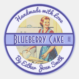 Adesivo Redondo Cena de cozinha da Vintage dos anos 50 com texto p