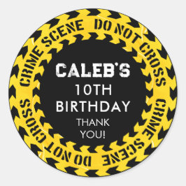 Adesivo Redondo Cena de crime de Festa de aniversário policial Não