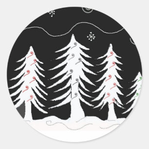 Adesivo Redondo Cena de Natal Branco e Preto