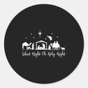 Adesivo Redondo Cena de Natal Silenciosa Noite Santa Religiosa