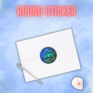 Adesivo Redondo Cena de Natividade - Felz pascoa  