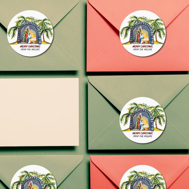 Adesivo Redondo Cena de Natividade Personalizada 2 Natal (Criador carregado)