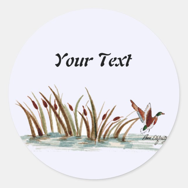 Adesivo Redondo Cena de Pato de Mallard, Natureza Pacífica 2 (Frente)