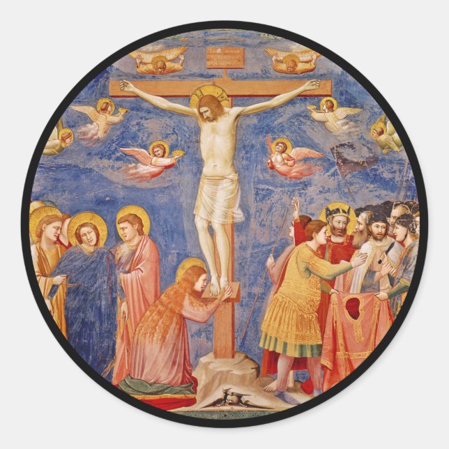 Adesivo Redondo Cena de Sexta-Feira Santa Medieval (Frente)