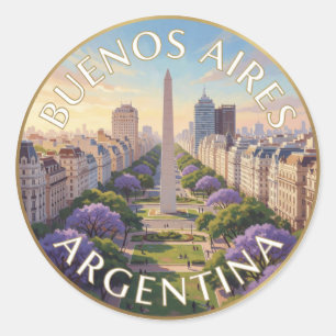 Adesivo Redondo Cena de viagem da cidade icônica de Buenos Aires A
