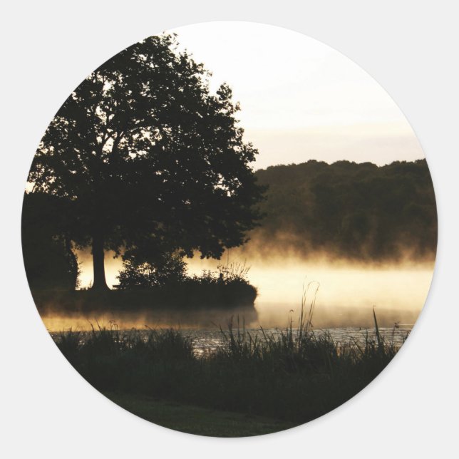 Adesivo Redondo Cena do Lago Morning (Frente)