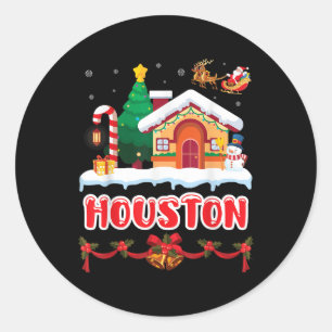 Adesivo Redondo Cena Festiva de Natal em Houston Winter Wonderla
